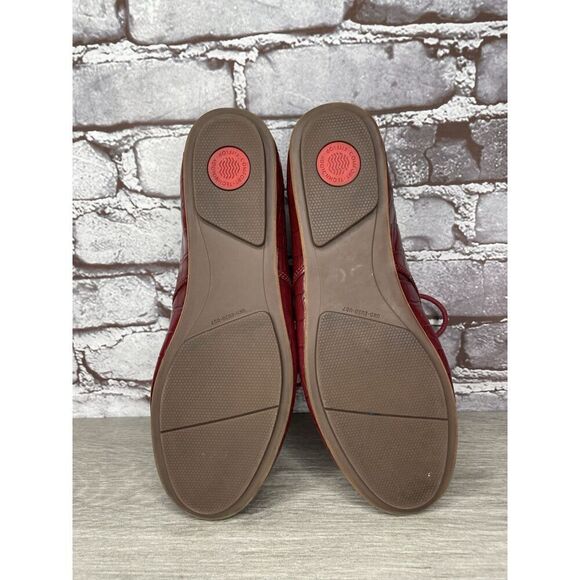 Fitflop Red Croco Leather Lace Up Comfort Oxfords Shoes Women Sz 7M US/38EU - Picture 6 of 16